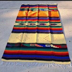Multicolor Southwestern Style Blanket with Fringe